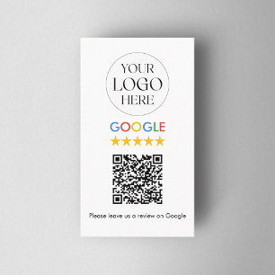 Cartão De Visita Código QR de Avaliação Google com Logotipo Empresa