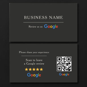 Cartão De Visita Código QR de Avaliação Google Preto