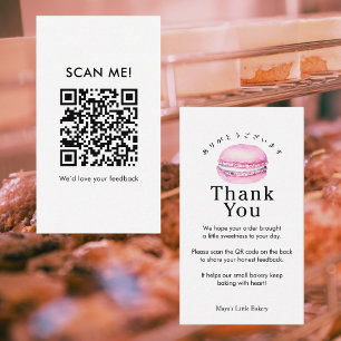 Cartão De Visita Código QR de Avaliação Macaron Rosa Rústico