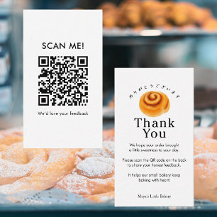Cartão De Visita Código QR de Avaliação para Rolo de Canela Rústico