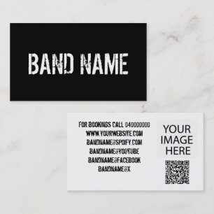 Cartão De Visita Código QR de Banda Preto e Branco Moderno Personal