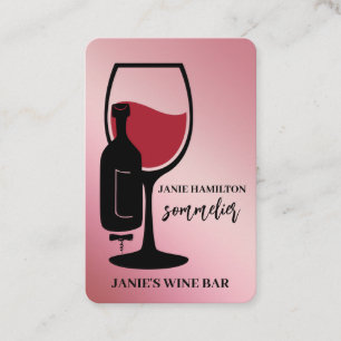 Cartão De Visita Código QR de Bar de Vinhos Escaneável Rosa