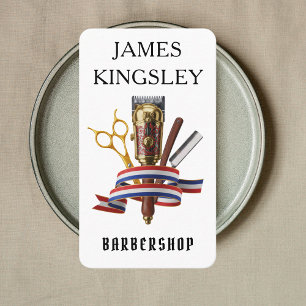 Cartão De Visita Código QR de Barbearia Profissional Moderno barbei