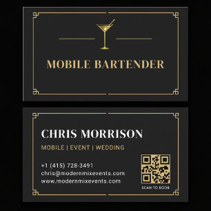 Cartão De Visita Código QR de Barman Móvel Profissional