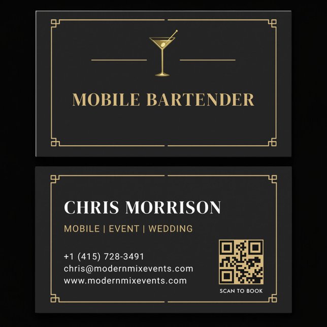 Cartão De Visita Código QR de Barman Móvel Profissional (Criador carregado)