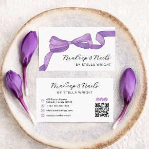 Cartão De Visita Código QR de Beleza Arco Roxo Coquette