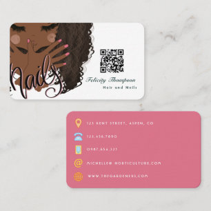 Cartão De Visita Código QR de beleza de manicure de homem afro-amer