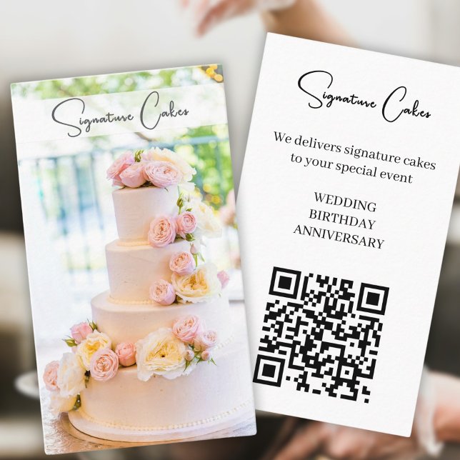 Cartão De Visita Código QR de Bolo e Catering (Criador carregado)