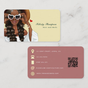 Cartão De Visita Código QR de Cabelereiro Afro-Americano