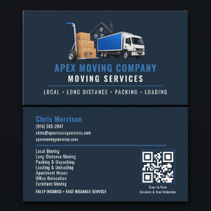 Cartão De Visita Código QR de Caminhão de Mudança Serviços Profissi