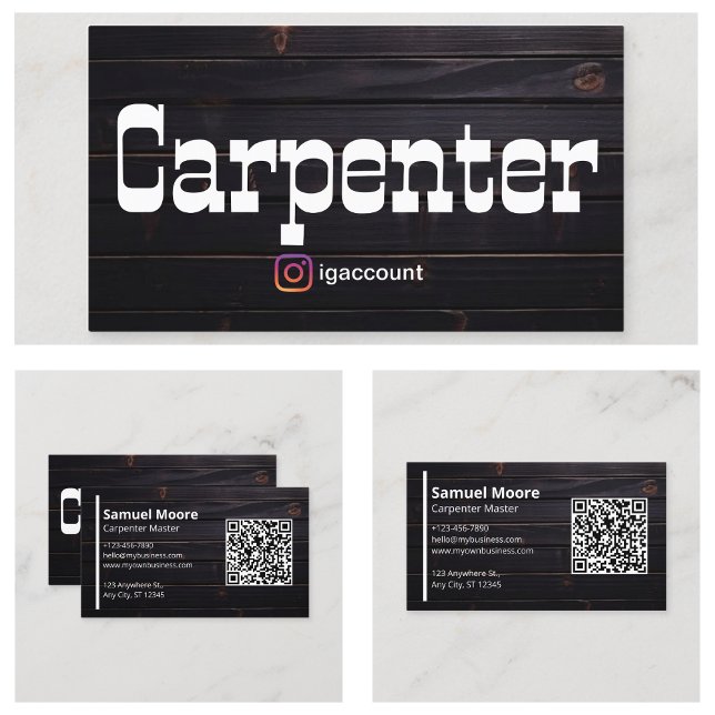 Cartão De Visita Código QR de Carpinteiro (Carpenter QR Code Business Card
)