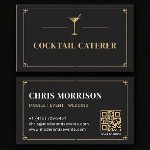 Cartão De Visita Código QR de Catering de Coquetel Profissional