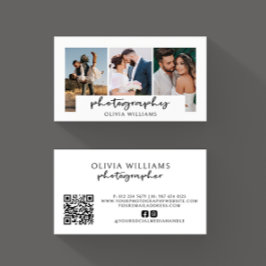 Cartão De Visita Código QR de Colagem de Fotografia Moderna