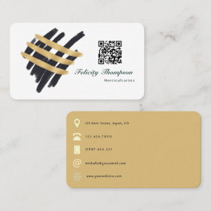 Cartão De Visita Código QR de Colagem de Traços de Pincel de Tendên