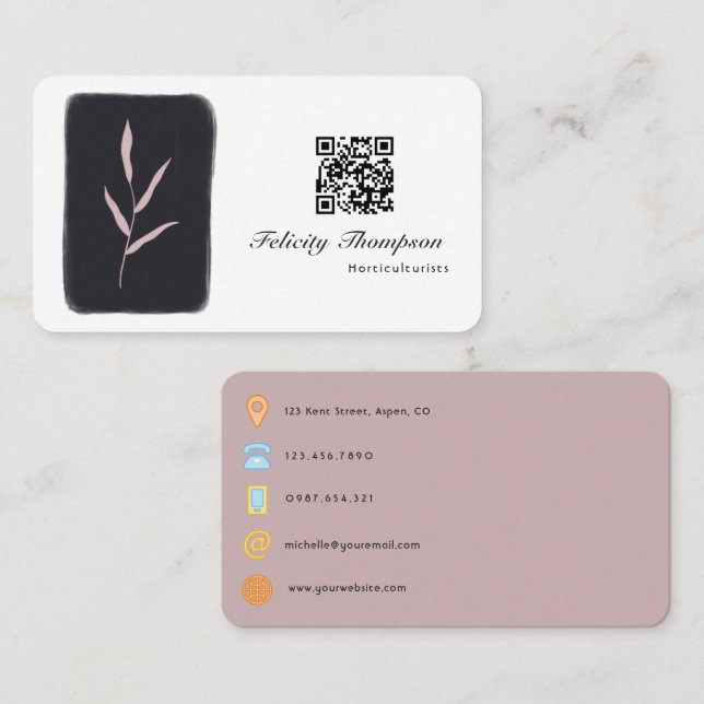 Cartão De Visita Código QR de Colagem de Traços de Pincel de Tendên (Frente/Verso)