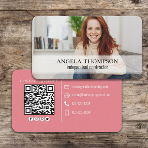 Cartão De Visita Código QR de Conexão de Foto Simples Moderna