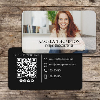 Cartão De Visita Código QR de Conexão de Foto Simples Moderna