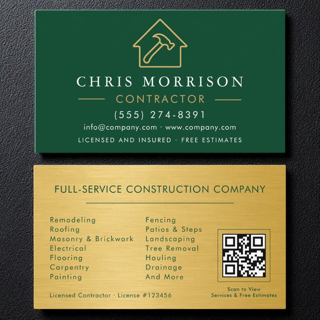 Cartão De Visita Código QR de Construção de Edifícios de Metal Dour (Criador carregado)