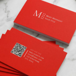 Cartão De Visita Código QR de cor sólida Cor moderna Candy Apple Ve