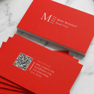 Cartão De Visita Código QR de Cor Sólida Vermelho Maçã Doce Moderno