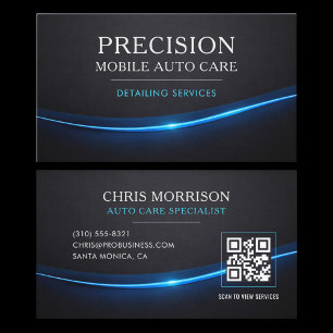Cartão De Visita Código QR de Cuidado Automotivo Móvel Profissional