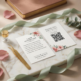 Cartão De Visita Código QR de Cuidados Pós Alongamento Floral Botân