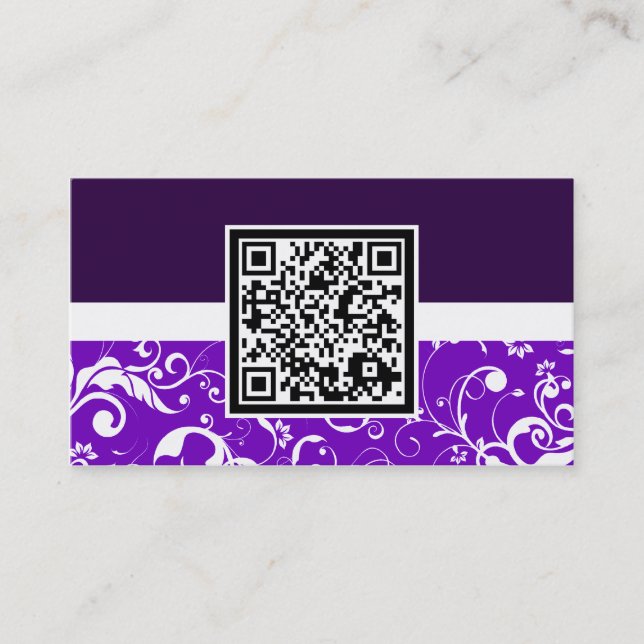 Cartão De Visita código QR de damask profissional (Frente)