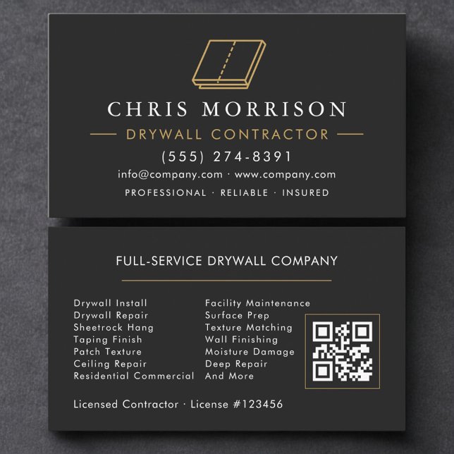 Cartão De Visita Código QR de Drywall (Criador carregado)