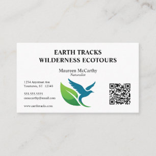 Cartão De Visita Código QR de Ecoturismo de Conservação de Pássaro