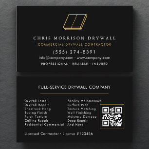 Cartão De Visita Código QR de Empreiteiro de Gesso Profissional