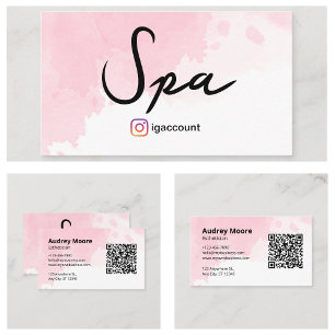 Cartão De Visita Código QR de Esteticista de Spa em Aquarela