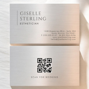Cartão De Visita Código QR de Esteticista em Metal Polido