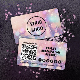 Cartão De Visita Código QR de Flare Clara Cor-de-Rosa Moderno do Pa