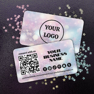 Cartão De Visita Código QR de Flare Clara Cor-de-Rosa Moderno do Pa