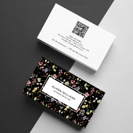 Cartão De Visita Código QR de Flor Silvestre Floral de Primavera Pr