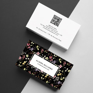 Cartão De Visita Código QR de Flor Silvestre Floral de Primavera Pr
