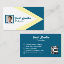 Código QR de foto Azul Cobalto Amarelo Branco Geom
