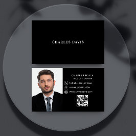 Cartão De Visita Código Qr de foto branca preto