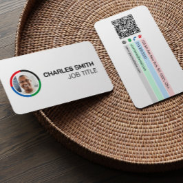 Cartão De Visita Código QR de Foto Colorido Simples Elegante Profis