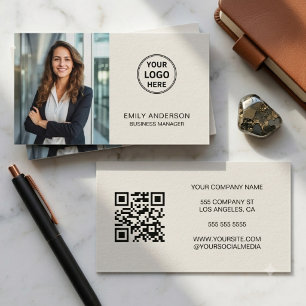 Cartão De Visita Código QR de Foto com Logotipo Personalizado Moder