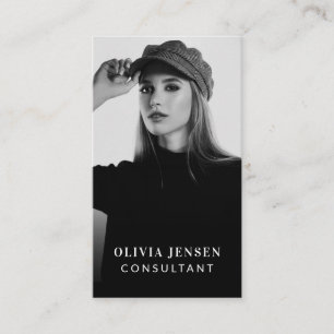 Cartão De Visita Código QR de Foto Comercial Mínimo e Profissional