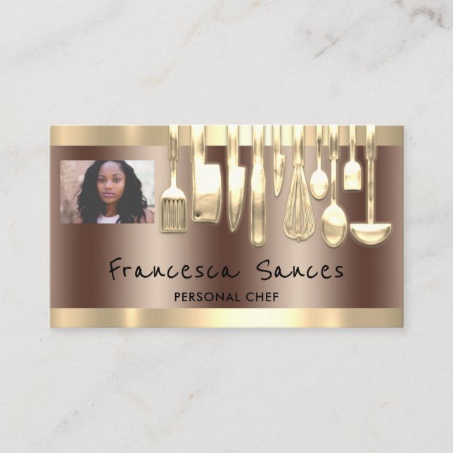 Cartão De Visita Código QR de Foto Cozinhar de Chef Pessoal (Frente)