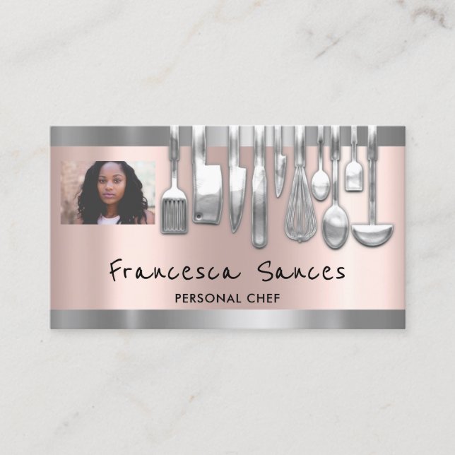 Cartão De Visita Código QR de Foto Cozinhar de chef pessoal Lounge  (Frente)