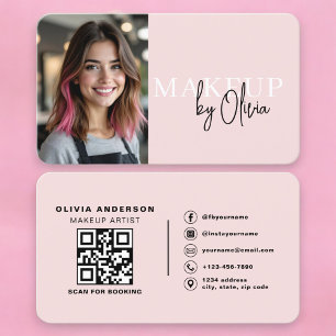 Cartão De Visita Código QR de Foto de Artista de Maquiagem Profissi