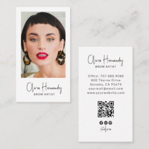 Cartão De Visita Código QR de Foto de Artista de Sobrancelhas Moder