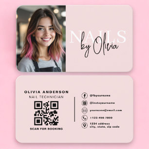 Cartão De Visita Código QR de Foto de Artista de Unhas Profissional