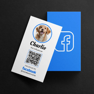 Cartão De Visita Código QR de Foto de Cachorro no Facebook para Red