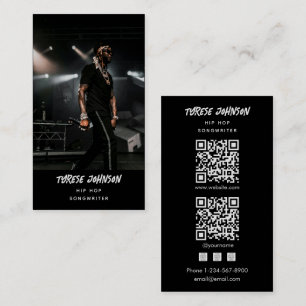 Cartão De Visita Código QR de Foto de Cantor Compositor de Hip Hop 