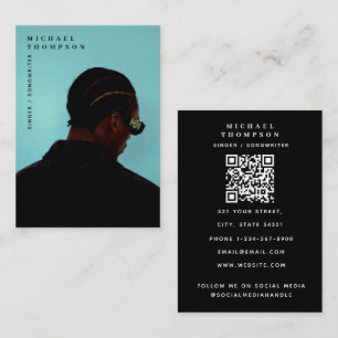 Cartão De Visita Código QR de Foto de Cantor Músico Performer Model