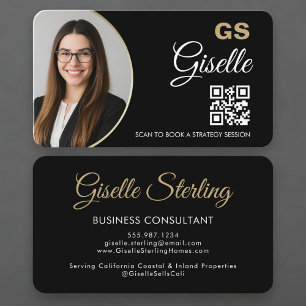 Cartão De Visita Código QR de foto de consultor de negócios 
